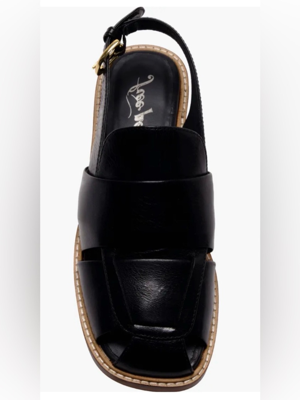 Free People Libby Black Leather Slingback Fisherman Sandals Coastal Summer - Picture 8 of 12